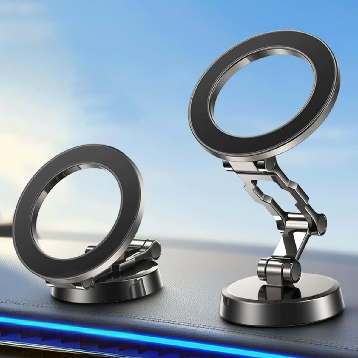 Kaistyle for MagSafe Car Mount for Car Dash【All-Metal】 Foldable Magnetic Phone Holder for Car 360° Rotation Car Mount Strong Magnets Car Phone Holder Fits iPhone18 17 16 15 14 13 12 Pro Max MagSafe Case
